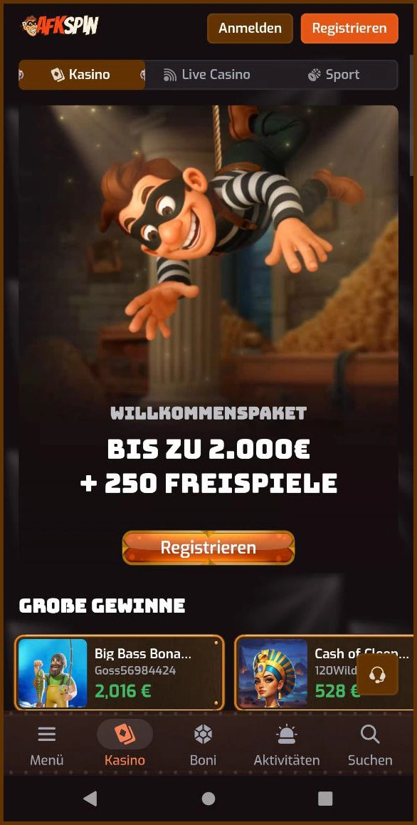 Optimierte mobile Version von AFKspin